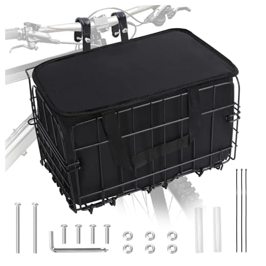 Bike Basket, Foldable Bicycle Basket with Removable Liner Bag, Large Quick Release Design Meta Bike Basket Front for Carrying Dogs, Pets, Fruit, Groceries, Ebike Bicycle Accessories