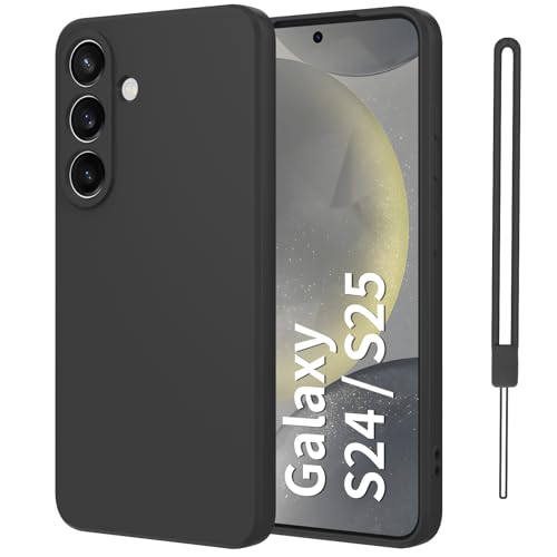 Qasyfanc Handyhülle für Samsung Galaxy S24 5G Hülle, Soft TPU Silikon Case Ultra Dünn Microfiber Kameraschutz Rundumschutz Anti-Kratzer Hülle für Samsung Galaxy S24 (Schwarz)