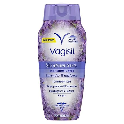 Vagisil Feminine Wash for Intimate Area Hygiene, Scentsitive Scents, pH Balanced and Gynecologist Tested, Spring Lilac, 12 oz (Pack of 1)