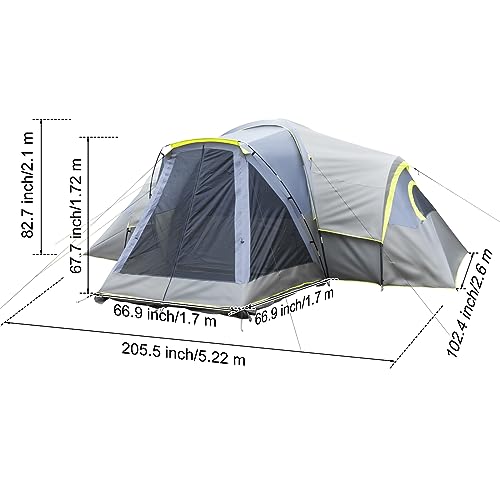 Carpa de camping para 10 personas, gris oscuro, fácil armado miniatura 3