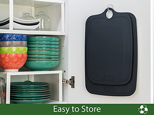 Imeko Tpu Cutting Board, Bpa Free, Knife Friendly, Flexible, Dishwasher Friendly, Space Saving, Ergonomic Design, Chopping Mat - Jet Black - Size: Large 15.7" X 11.5" - W : Oz.15.90 #TOP6