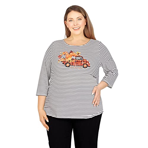 Ruby Rd. Womens Plus-Size Fall Stripes Top Alabaster Multi Size 3X #TOP22