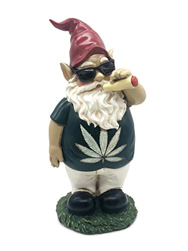 FICITI Weed Smoking Gnome, Funny Garden Gnome, Stoner Lawn Gnome, Hilarious Gnome - 10 Inches