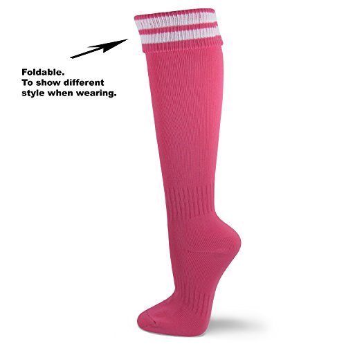 COUVER Unisex Knee High Triple Stripe Youth Athletic Nylon Soccer Tube Socks3