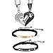OIDEA Set Collana e Bracciale Coppia Lovers,Collana con Pendente Puzzle Cuore 'I Love You' Mosaico Strass,Braccialetto “Her King” “His Queen” Regalo per Amante o Migliore Amico/Amica