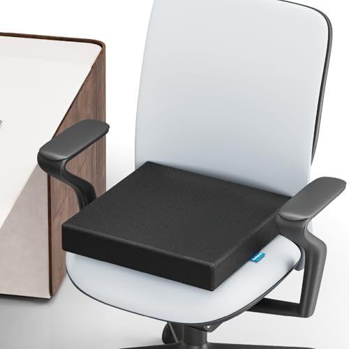 Image of ComfyHug Seat Cushion - High-Resilience Foam with Air Mesh Cover | Ergonomic Support for Long Sitting in Office, Car, Wheelchair & Home (18 x 16 x 2.5 Inch, Black)