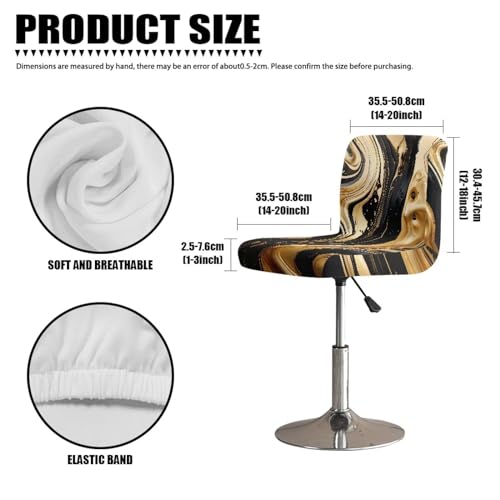 Image of Black Gold Marble Bar Stool Chair Cover 4 Pack Barstool Slipcovers Counter Stool Chair Covers with Waterproof Seat Pad Bar Seat Cover with Elastic Bottom