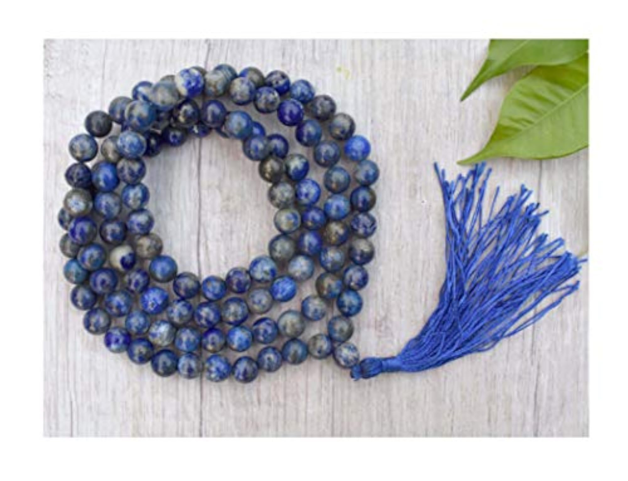 Natural Lapis Lazuli Healing Crystal Mala, 34 Inch, 108 Beads
