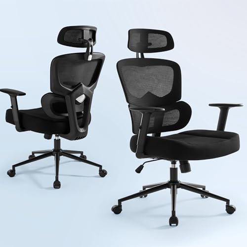 Image of IWMH Office Chair Big and Tall Breathable Desk Chair 500LBS Ergonomic Computer Chairs for Heavy People Mesh Reclining Chairs with Dynamic Lumbar Support Executive SwivelChair Heavy Duty Metal Base
