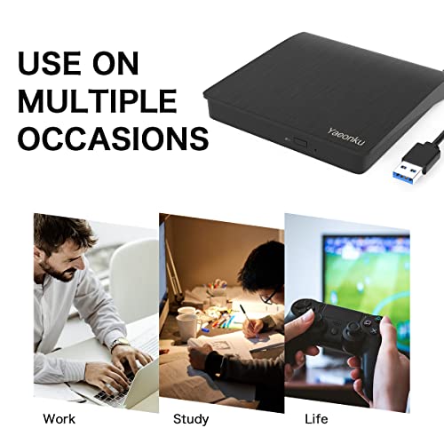 Yaeonku External Cd Dvd Drive, Usb 3.0 Portable Cd Dvd +/-Rw Optical Drive, Dvd/Cd Rom Rewriter Burner, Compatible With Laptop Desktop Pc Windows Linux Os Mac #TOP4