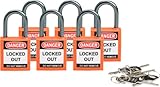 Brady Compact Safety Locks - Orange, Keyed Different (6 Locks) - 118928,1 2/5