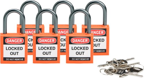 Brady Compact Safety Locks - Orange, Keyed Different (6 Locks) - 118928,1 2/5