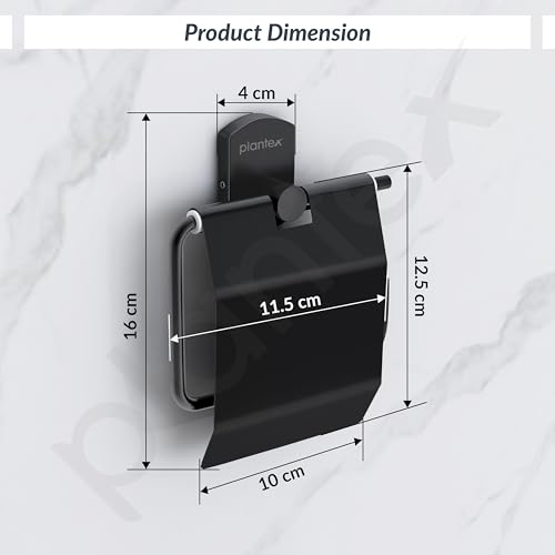 Image of Plantex 304 Grade Stainless Steel Toilet Paper Holder for Washroom /Tissue Paper Roll Holder /Bathroom Accessories - Parv (Black)