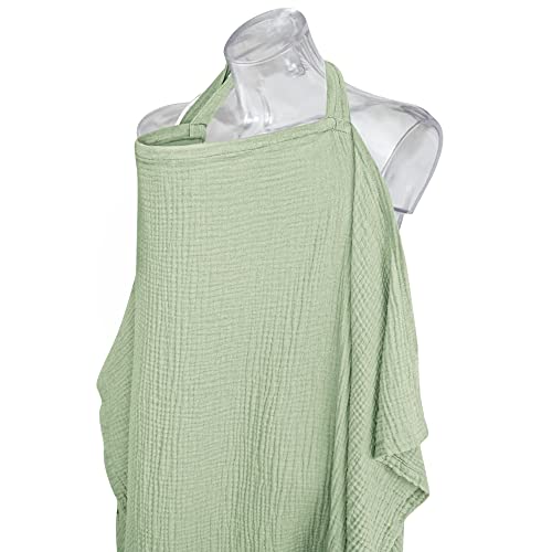 image for Konssy Muslin Nursing Cover for Baby Breastfeeding, Breathable 100% Co