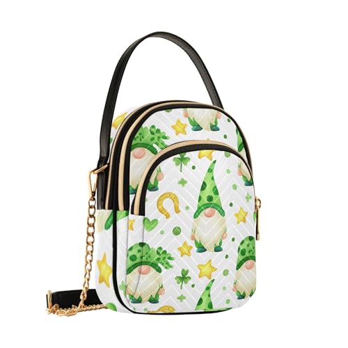 Cute Gnomes Green St Women over Shoulder Purse Animal Floral Phone Purse Chain Strap Handbag Quilted Zipper Bowler Tote Ladies Satchel2