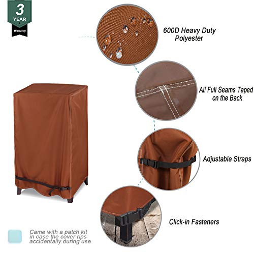 Netttypro 30 Inch Waterproof Electric Smoker Cover For Cuisinart Dyna-Glo Charbroil Digital Propane Vertical Smoker, Outdoor 600D Heavy Duty Square Smoker Grill Cover, Brown #TOP3