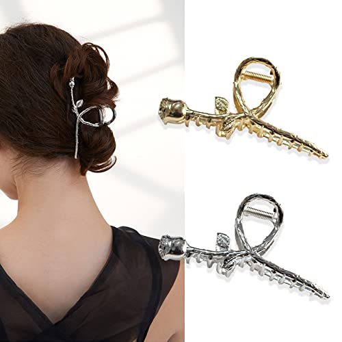 Pinza de Pelo Flor Grande para Mujer Dorada/Plata miniatura 1