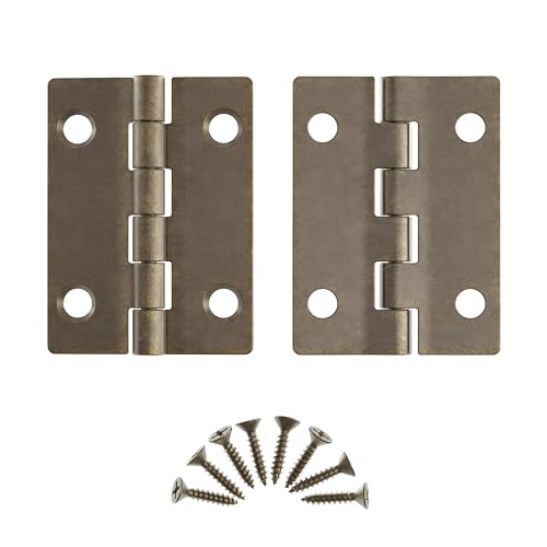 Antique Brass Butt Hinges - 2" x 1-1/2" - Pack of 8 - Flush Mount Cabinet Door Hinges - Furniture Hardware - BH7-SAB (4)