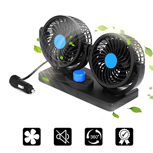 ROYADVE Car Fan 12V Electric Cooling Fan - 2 Speed Adjustable Auto Cooling