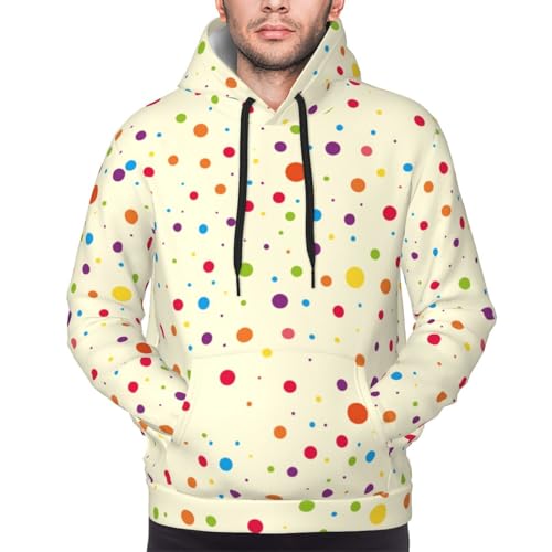 Polka Dots Hoodie Mans Pullover Drawstring Hoody Long Sleeve Casual Sweatshirt Sweatshirts Kangaroo Pocket Tops