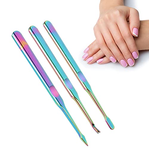Kit Removedor de Cutícula 3 Peças, Empurrador de Pele Morta, Garfo para Remoção de Pele Morta, Empur