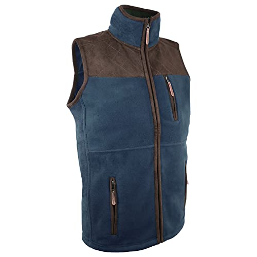 Hazy Blue Mens Denton II Quilted Shoulder with Full Zip Bodywarmer Gilet Vest Waistcoat Country Clothing - Navy - XXX-LARGE