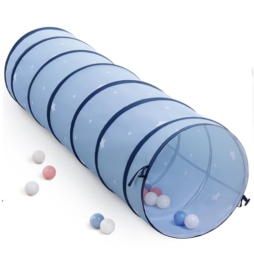 Image of SweHouse Peachskin Fabric Tunnel for Toddlers: 69" x 18" Baby Crawl Tunnel - Indoor & Outdoor Toys for Toddlers - Birthday Gift for Boys & Girls - Obstacle Training for Dogs