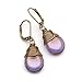 Lustrous Purple Czech Glass Wire-wrapped Drop Bronze Lever-back Earrings 1.4 Inches