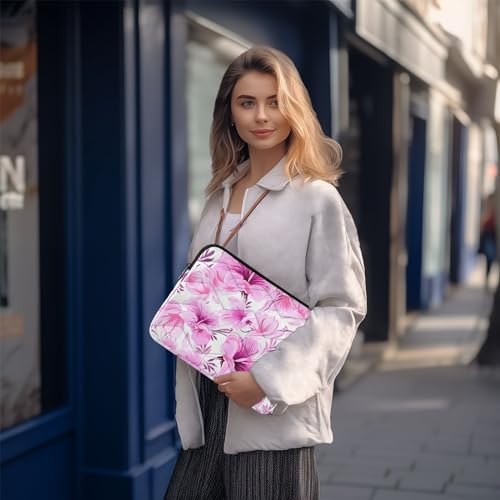 Funda para laptop 13-14 pulgadas floral rosa hibiscus miniatura 7