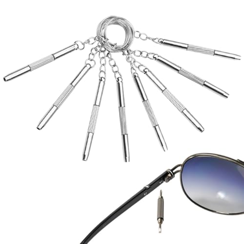 8 Piezas Destornillador para Gafas, Llavero Mini Destornillador 3 en 1, Portátil Destornillador Llavero, Herramienta de Mini Destornillador para Gafas, para Gafas, Gafas de Sol, Relojes, Joyas