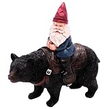 Wowser Freestanding Whimsical Gnome Riding Black Bear Figurine - 9.5 Inches