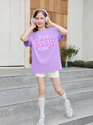 Image of Big Sister Shirts for Girls in My Big Sis Era T-Shirt Oversized Kids Sparkly Graphic Short Sleeve Outfits