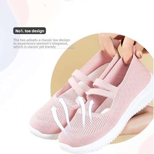 Women's Knit Casual Orthopedic Shoes Mesh Breathable Slip on Sneakers with Arch Support,Comfort Non Slip Mary Jane Flats Walking Shoes2