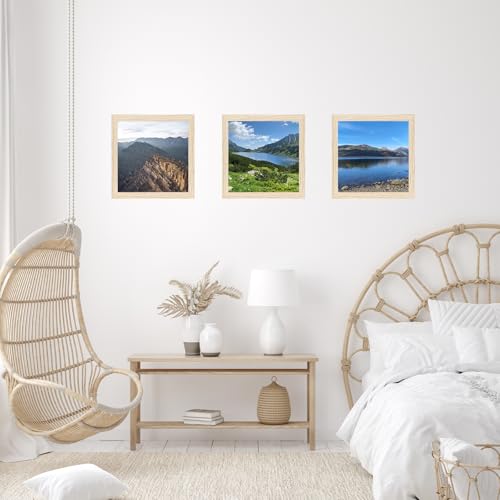 Image of JCJMY 6x6 Picture Frame Natural for Wall Hanging or Tabletop, Wall Mounting Horizontally or Vertically, 6 x 6 Square Wall Gallery Poster Photo Frame with Shatter Resistant Plexiglass, Natural