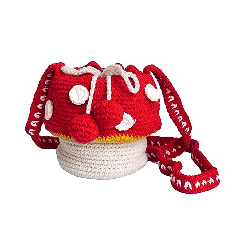 Mushroom Purse Crossbody Crochet Bags for Women Knitted Mushroom Bag Cottagecore Purse Small