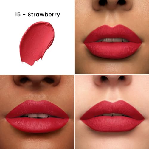 Image of Colors Queen Hold Up Full Day Non-Transfer Matte Lipstick | Long Lasting and Weightless Formula | Intense Color Pay Off | Waterproof Lipstick for Women (115 - Strawberry, 4g)