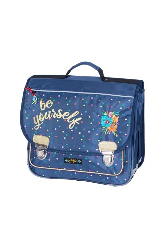 Cartable 2 compartiments Ettavee Bloom bleu grand volume 38x32x15cm