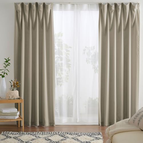 リーフィ リゾ 既製品カーテン 遮光レースセット