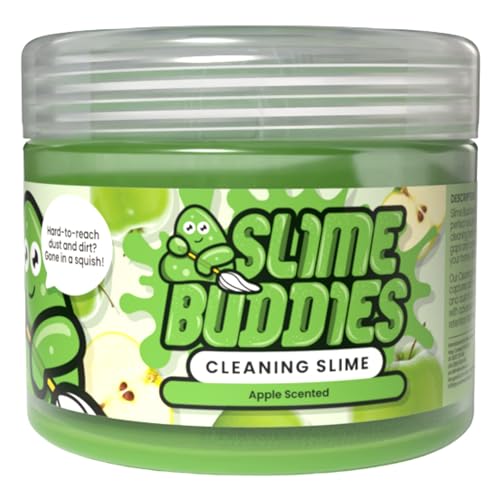 Slime Buddies Car Cleaning Gel Putty - Apple Scented Interior Detailing Tool for Cup Holders, Air Vents & Keyboard - Reusable Auto Detailing Accessories - Dust Remover Goop - Gifts for Men Women