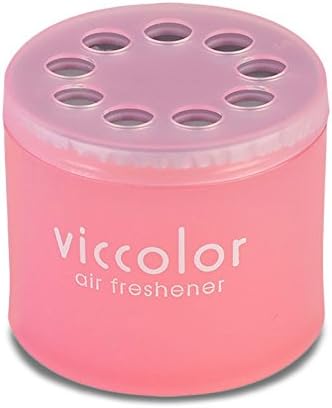 4x Round Can Style 2.5" Diameter, 2.128" Height Peach & Kiss Scent VicColor Air Freshener Odor Smell Eliminator Deodorize For Interior Indoor Car Vehicle Bathroom Restroom Home Office Universal