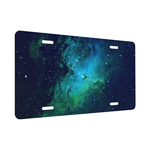 Galaxy Green Car Front License Plate Cover License Plate Funny Car Decor Vanity Tag Aluminum License Plate Frame With 4 Holes License Plate Holder For Women Men Gifts 12X6 Inch #TOP1