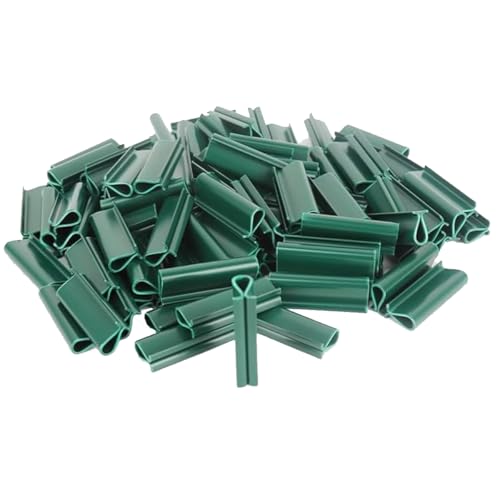 100 x Clips de fixation pour film de clôture 4,2 cm - Attaches de fixation pour bandes brise-vue à double fil - Serre-film pour clôture de jardin - Bandes de fixation Anthracite (Vert)
