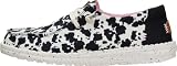 HEYDUDE Women's Wendy Spotted Cow Slip On Shoe, Black/Cow Size 7