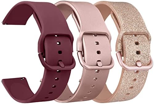 YILED Silicone Watch Bands Quick Release 20mm 22mm, Soft Sport Replacement Watch Strap for Women Men (22mm, Wine Red+Rose Gold+Shine Rose Gold)