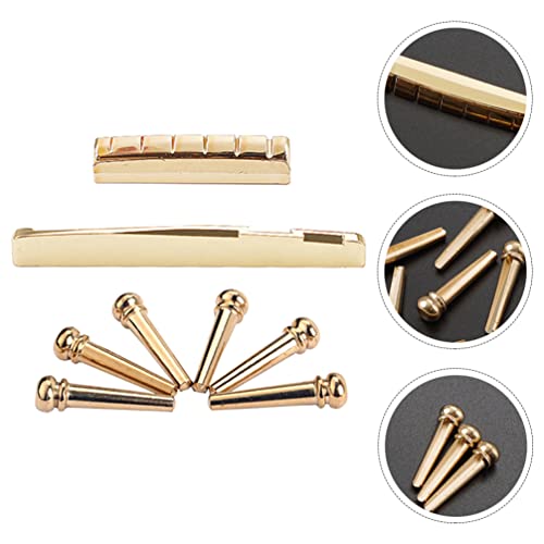 EXCEART 8Pcs Bronze Dourado Ponte Pinos Com Ponte Guitarra Sela Porca para Violão