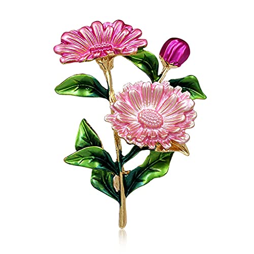 Épingle de fête chrysanthème en émail au design haute couture pour femme