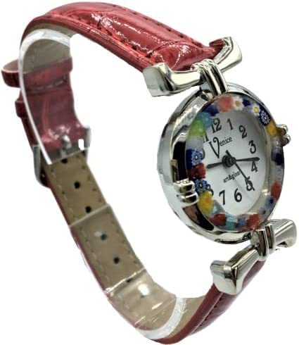 Montre verre de Murano Vinciprova cadeau idéal pour femme boîtier acier et cuir