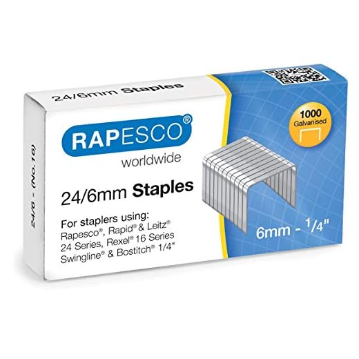 Rapesco S24607Z3 24/6 mm galvaniserade häftklamrar, låda med 1 000