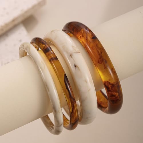 Image of Women Jewelry Chunky Bangle Bracelet for women Bold Bracelet Statement Bangle Bracelet Vintage Resin Acrylic Bracelet for Daily Party Gift