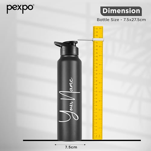 Image of Go24 pexpo Water Bottle 1 ltr Stainless Steel Sports /Fridge Bottle with Dual Cap Customize | Single Wall | For Home, Office, Gym, Travelling | Lightweight | BPA Free | Chromo 950ml |Knight Black